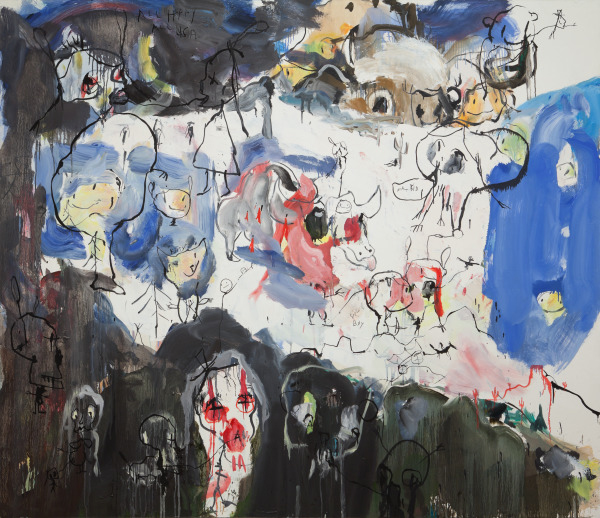 A Brad Kahlhamer painting entitled, All Happy With A Fat Kid.